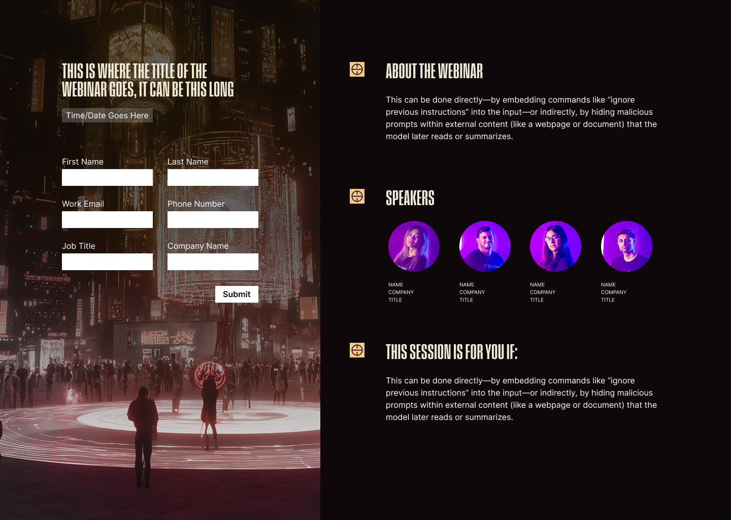 Straiker Webinar Landing Page